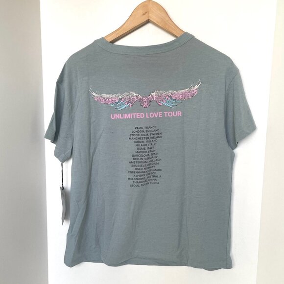 Zadig & Voltaire Marta Tee Womens Blue Beaded Skull Wings Graphic Top - Picture 6 of 7